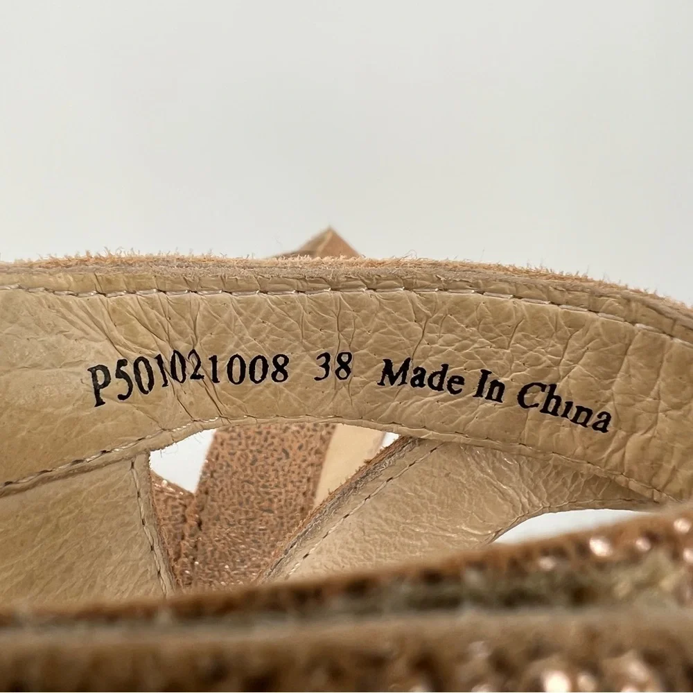 Fly London Women's Metallic Tan Wedge Sandals